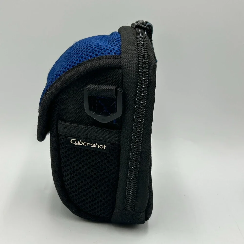 Sony Cybershot Digital Camera‎ Padded Case Blue & Black Carry Strap & Belt Loop